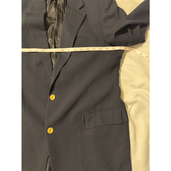 Brooks Brothers 346 Men Navy Blue Blazer Sport Coat Worsted Wool Gold Button 41 - Picture 2 of 12